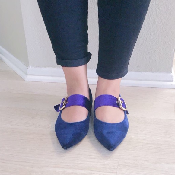 navy velvet shoes ladies